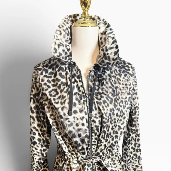 Dana Buchman Leopard Print Hooded Utility Jacket Tan Black Size M Rainjacket - Image 6
