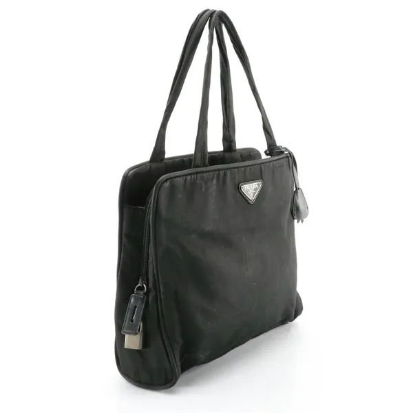 Prada Black Nylon Tessuto Shoulder Bag With Lock & Key - Image 9