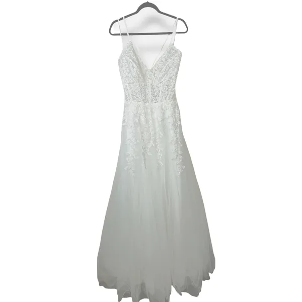 NEW Lulus Luxe Bridal Glorious Luxury Sheer Tulle Embroidered Wedding Maxi Dress - Image 5