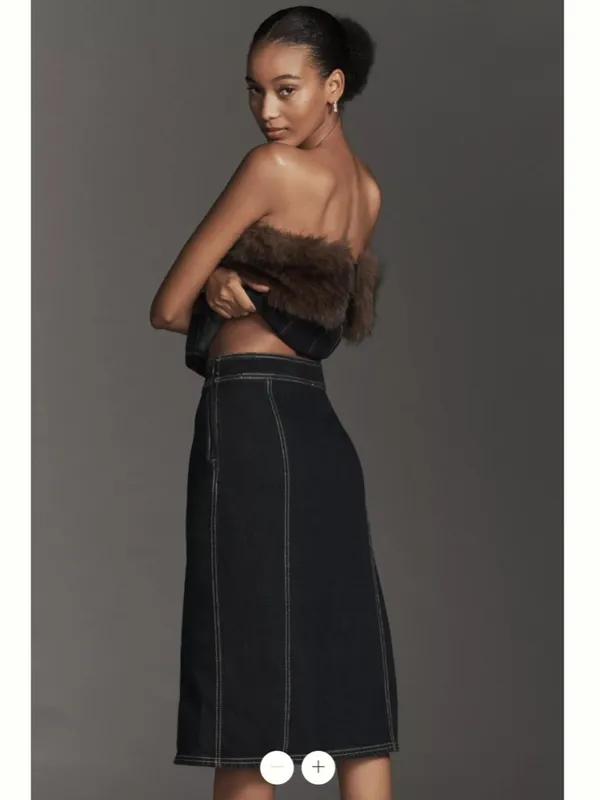 Anthropologie Pilcro Seamed Side-Slit Denim Midi Skirt - Image 4