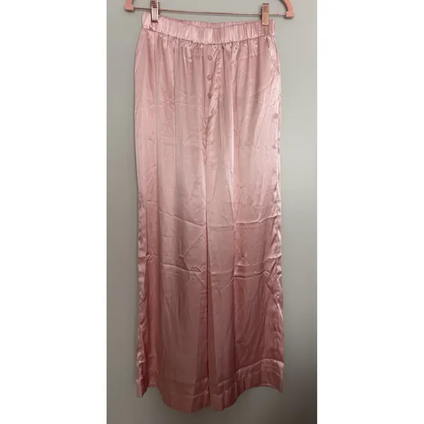 Daily Drills Resort Satin Pants Wide Leg Elastic Waist Light Pink Women's XS/S - Image 2