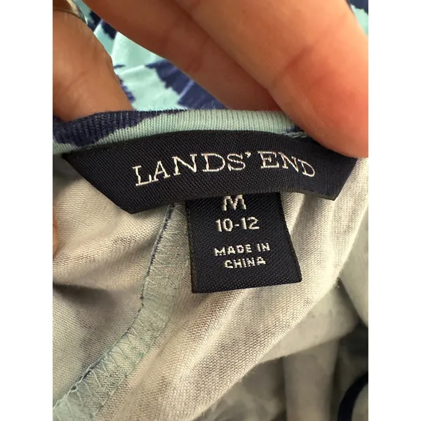 Lands' End Womens M 10-12 Blue Zebra Print‎ Sleeveless Belted Knit Midi Dress - Image 6