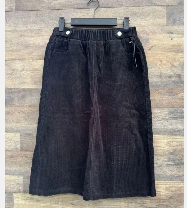 NWT Chartou Collection Sz 8 Black Corduroy Skirt Pull On Elastic Waist - Image 2
