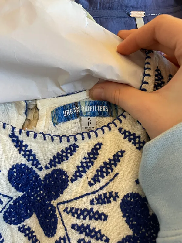 White And Blue Floral Mini Dress - Image 3