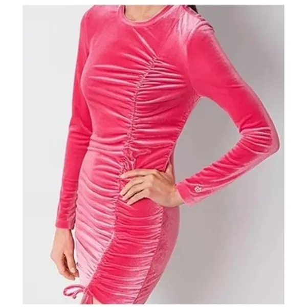 Juicy Couture Barbie Pink Velvet Bodycon Dress Women's XXL Long Sleeve Y2K - Image 2