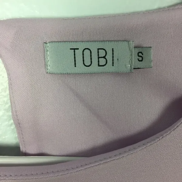 TOBI Womens Size S Pastel Purple Scalloped Edge 3/4 Sleeve Tunic‎ - Image 5