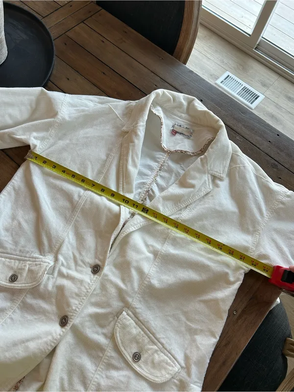 Anthropologie Pilcro Washed Corduroy White Oversized Blazer Coat XS - Image 12