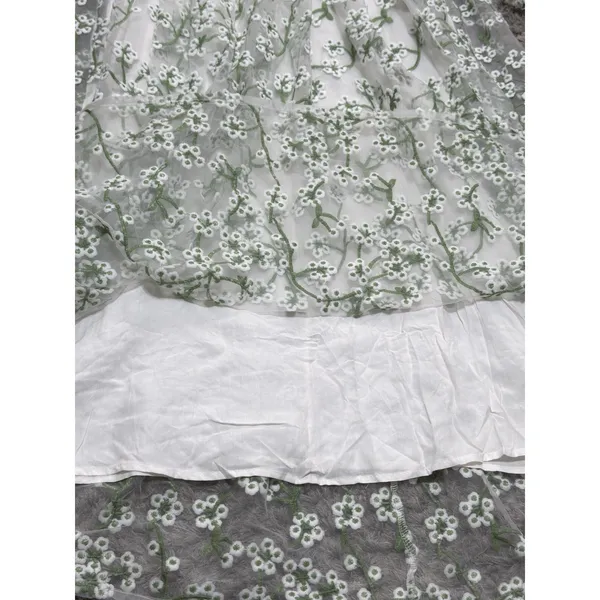 Ever After Floral Embroidered Maxi Dress Cottagecore Wedding Guest Long Sleeve S - Image 13