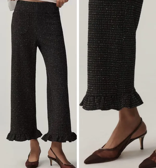 Anthropologie Maeve The Colette Crop Wide-Leg Pants: Tweed Edition, Size 26 - Image 2