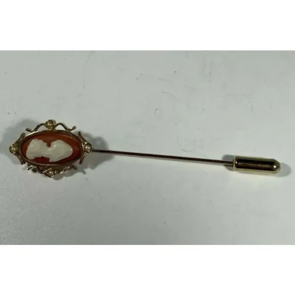 Vintage Victorian Avon Cameo Stick Pin Brooch Goldtone‎ - Image 2