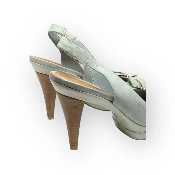 Schutz ❤︎ Retro Slingback Platform Leather Heeled Sandal with Bow ❤︎ Baby Blue - Image 14