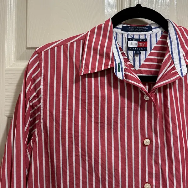 Tommy Hilfiger button down shirt red and white stripe size 6 - Image 2