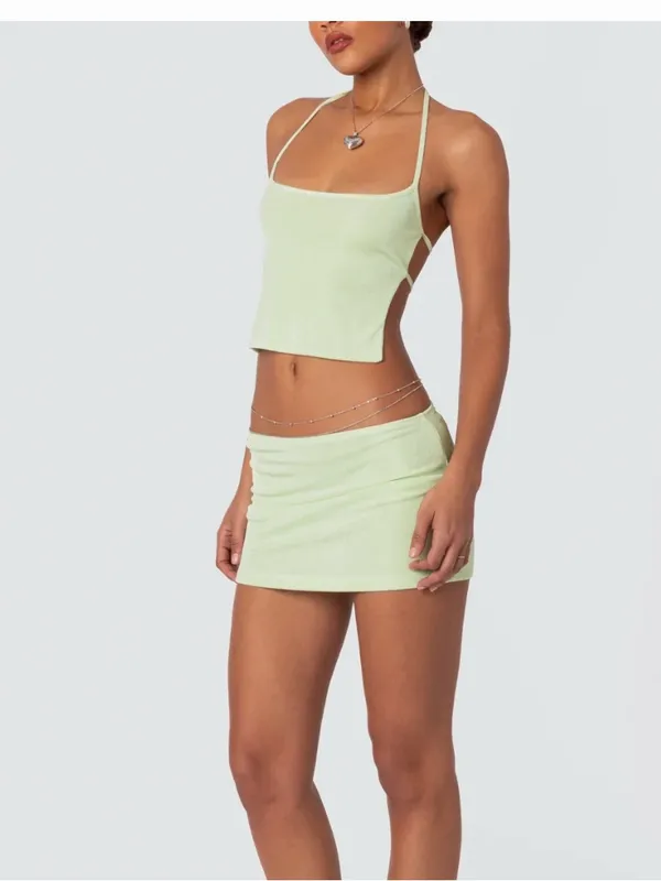 Edikted keke tie back top spaghetti straps green Small Coachella - Image 3