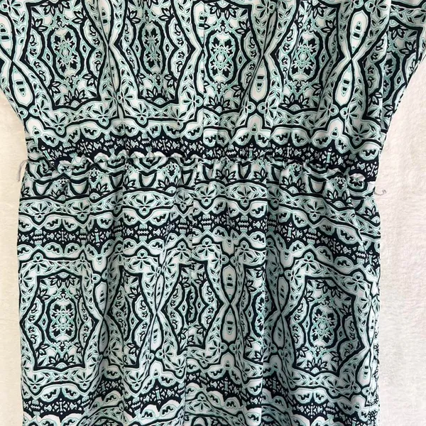 The Limited Teal Navy Medallion Print Sleeveless Elastic Waist‎ Shift Dress L - Image 7