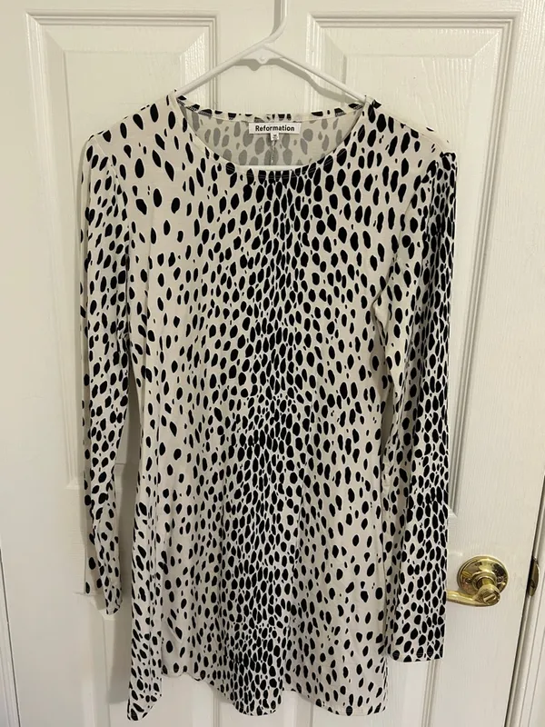 Reformation Kenmare Long Sleeve Knit Minidress In Cheetah Print New Size Medium - Image 3