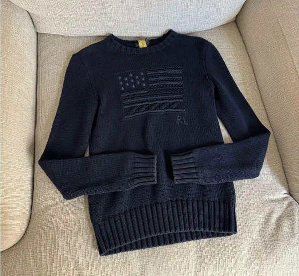 Ralph Lauren Rare navy polo jumper knit navy flag sweater - Image 2