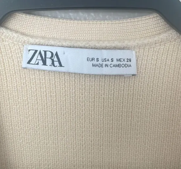 Zara Knit Ribbed Boxy Cardigan Jacket Cream Size Small - Image 5