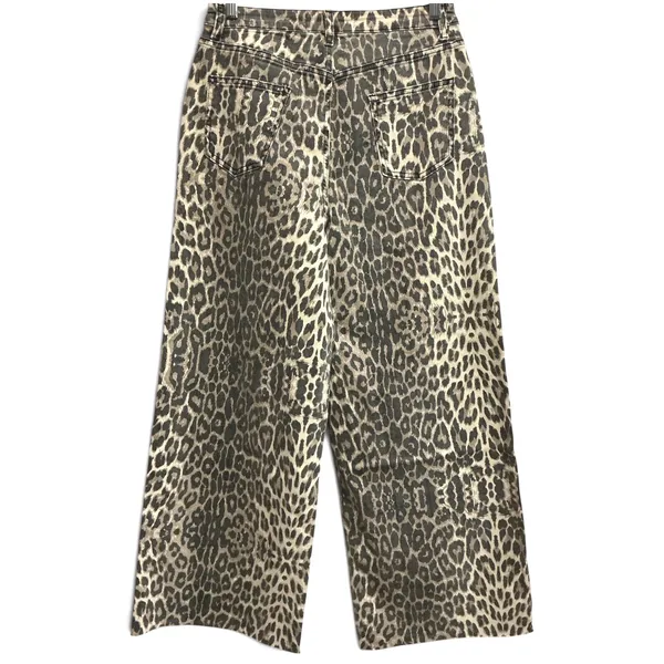 NWT Three Bird Nest Roaming Leopard Print Pants Wide Leg High Rise Tan Black S - Image 4