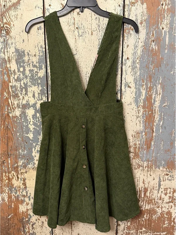 Frille Rose dark Green corduroy Mini dress, size Medium - Image 2