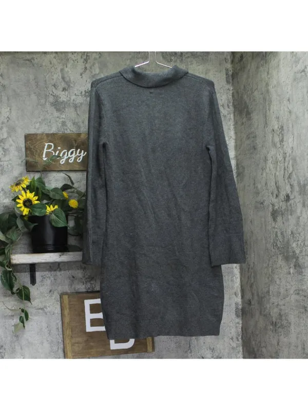 NWT A New Day Knit Polo Collar Ribbed Cuff Sweater Dress Dark Heather Gray M - Image 3