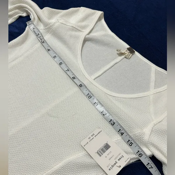 Free People White and Gold Long Sleeve Top - Image 6