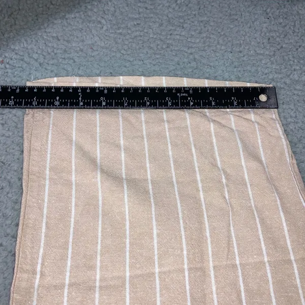 Pink Rose Wide Leg Pants Women S Tan White Striped Smocked High Rise Linen Blend - Image 6