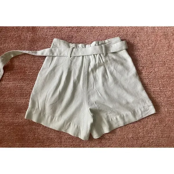 Abercrombie Fitch mint green linen belted high waist shorts size XS - Image 7