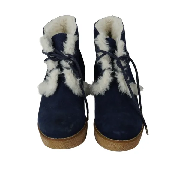 NWT Navy Gap Suede &‎ Shearling Gwen Ankle Boots Sz 9 - Image 2