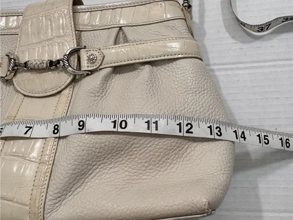 Brighton White Leather Y2K Shoulder Bag Handbag Purse Vintage - Image 3