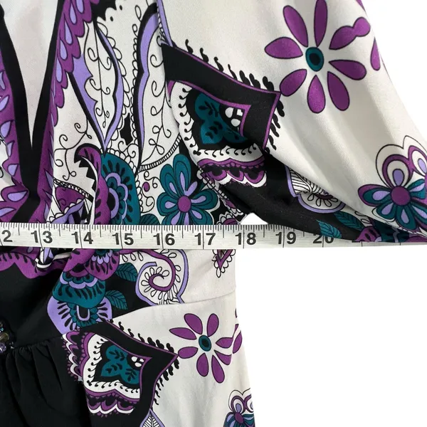 ECI Y2K Babydoll Tunic Dress L Purple Paisley Studded Top Fairy‎ Whimsygoth Boho - Image 9