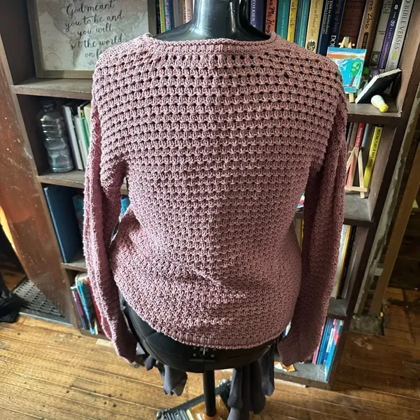 Madewell pink cotton loose weave XS beachy pullover sweater - Image 2