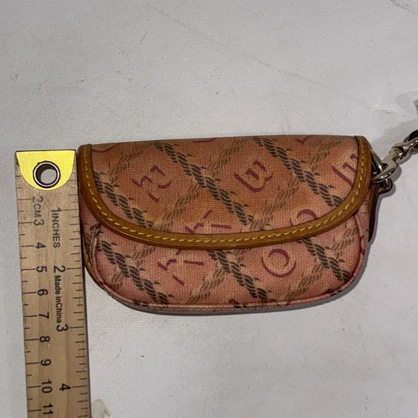 Vintage Y2K Dooney & Bourke Pink Monogram Pink Zip Keychain Wallet Coin Purse - Image 14