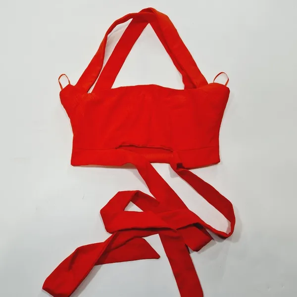 Superdown Elva Halter Tie Top in Poppy - Image 3