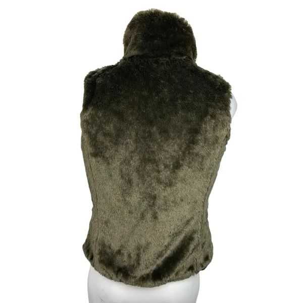 WeatherProof Reversible Green Fur Quilted Puffer High Neck Vest Jacket Coat Sz S - Image 4