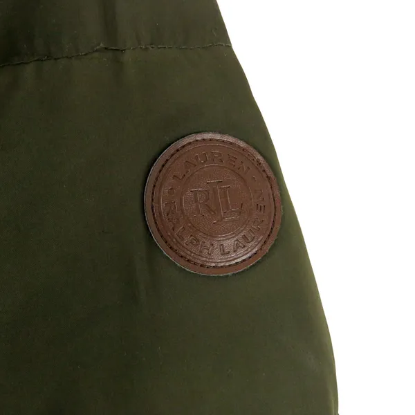 Ralph Lauren Women's Olive Green Long Puffer Coat Fur Hood Medium Down Filled - Image 5