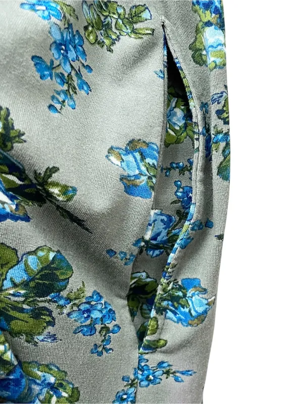 April Cornell M Gray Blue Floral Maxi Dress Cottagecore Romantic 3/4 Sleeve - Image 8