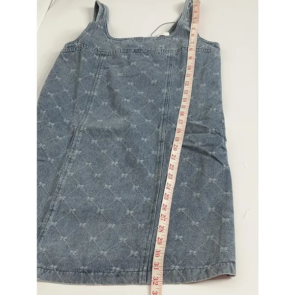 Mustard Seed Washed Denim Bow Sleeveless Jean Jumper Dress Women's Small - Image 8