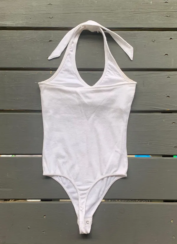 Hollister White Ribbed Halter Bodysuit - Image 7
