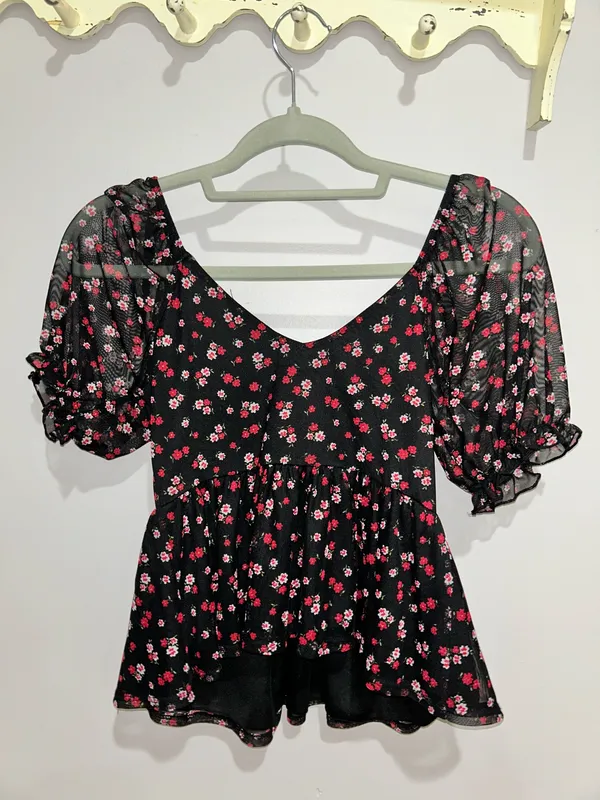 Francesca’s Black Floral Blouse  - Image 2