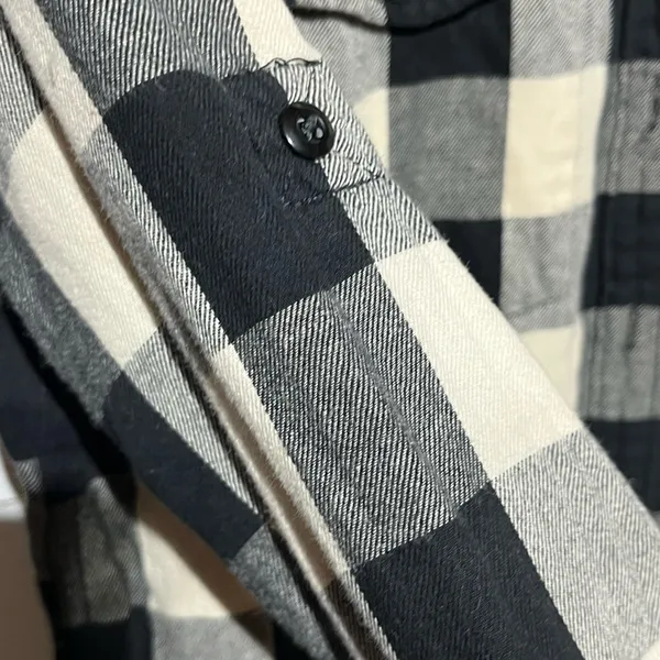 Denim & Supply Ralph Lauren WOMEN RL SURPLUS BUTTON DOWN FLANNEL BLACK/CREAM M - Image 5