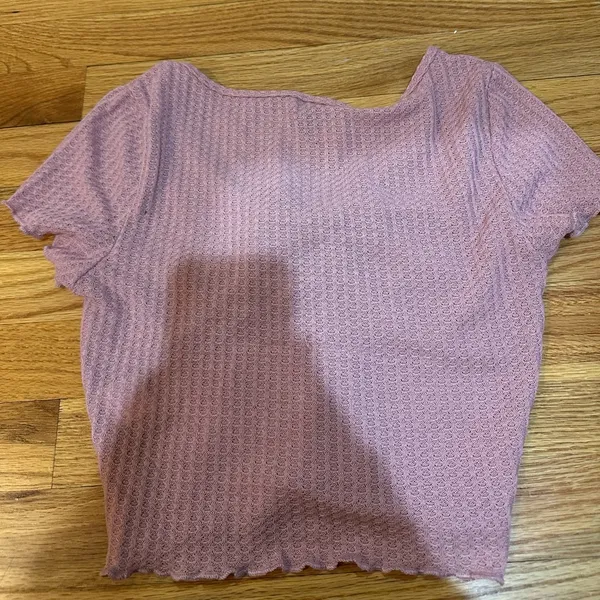 SheIn pink waffle crop top - Image 2