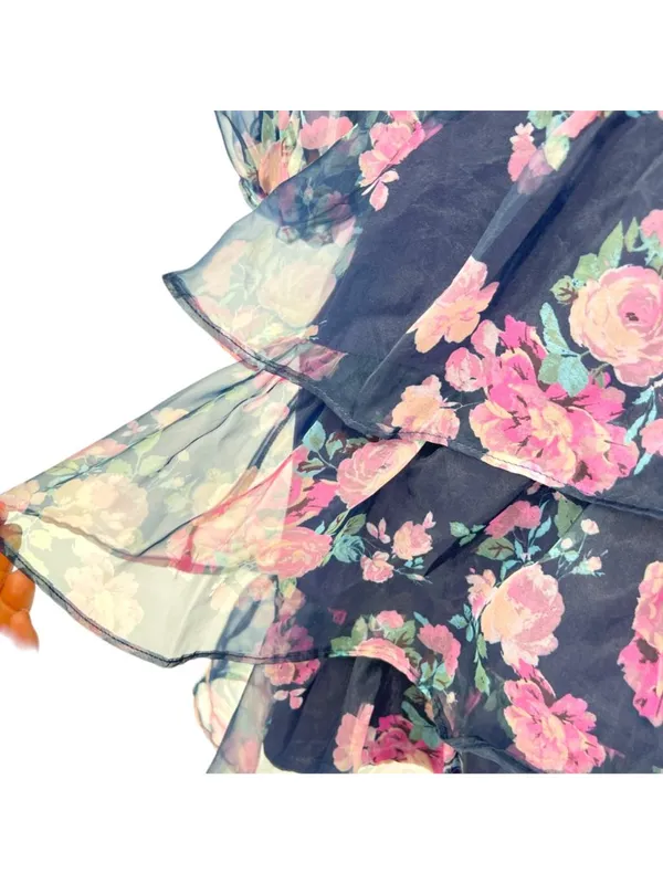 Altar'd State Coquette Babydoll Puff Sleeve Floral Mini Dress Size Medium - Image 7