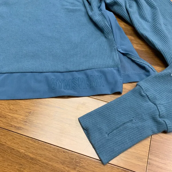 Gymshark Ribbed Long Sleeve Top Womens Size Medium‎ Cutout Thumb Hole Athletic - Image 3