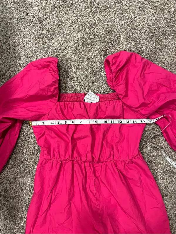 Mare mare x Anthropologie Hot Pink Puff Sleeve Romper Size XS - Image 7
