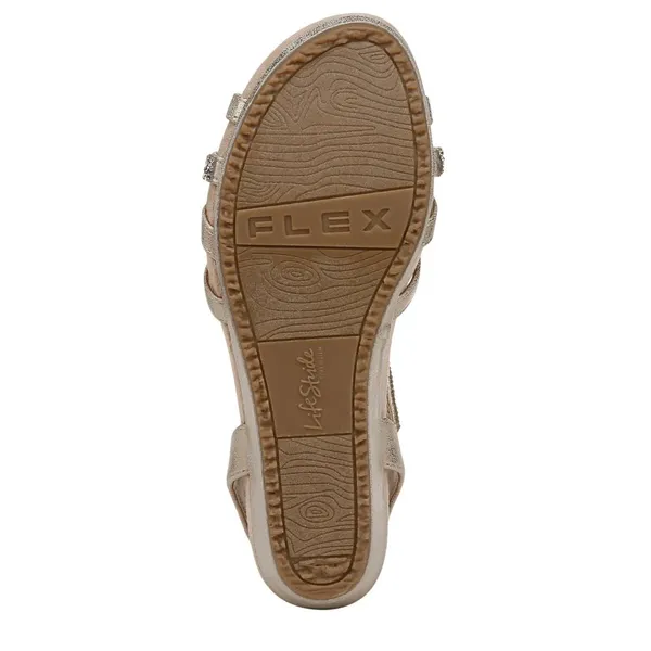 Lifestride Womens Miami Wedge Sandal J3855S1 Platino Gold 9W - Image 11