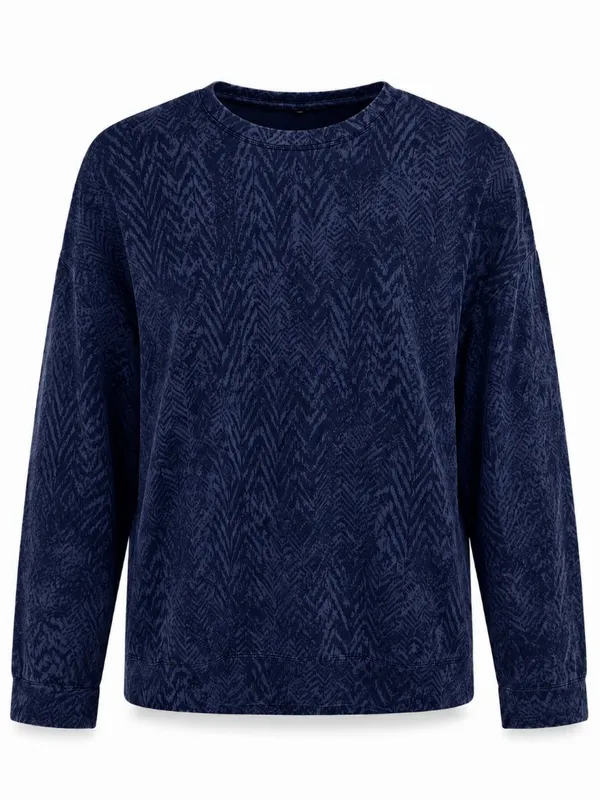 Athleta Navy Abstract Print Soft Crewneck Sweatshirt Women’s Small - Image 2