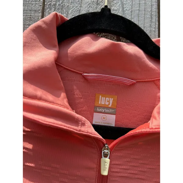 Lucy Sweatshirt Medium Pink 1/2 Zip Thumbholes Running‎ Long Sleeve Shirt - Image 4