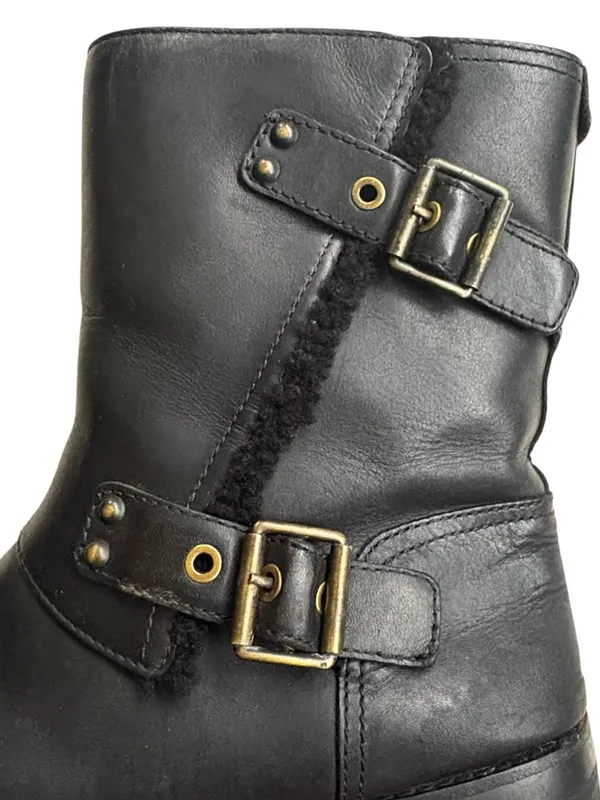 UGG Leather Niels Moto Boots Black Size 10 - Image 4