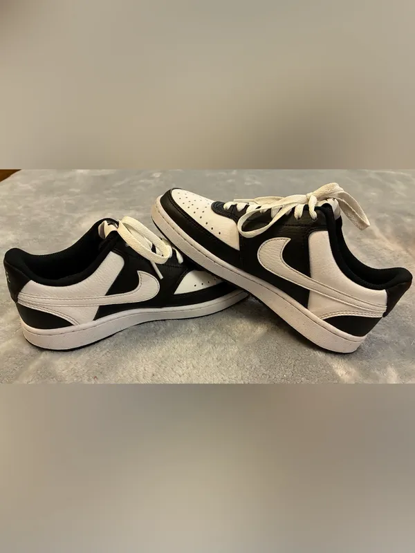 Women’s Nike Low-Top Sneakers - Black and White Leather Size 6 - Image 8