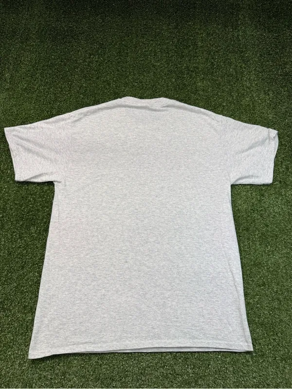 Vintage Cincinatti Reds Baseball T-Shirt Heather Grey Pendant Flag Wmns Med - Image 4